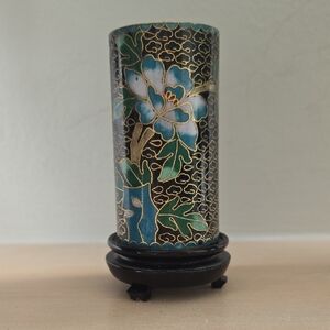 Floral Cloisonné Vase with Stand